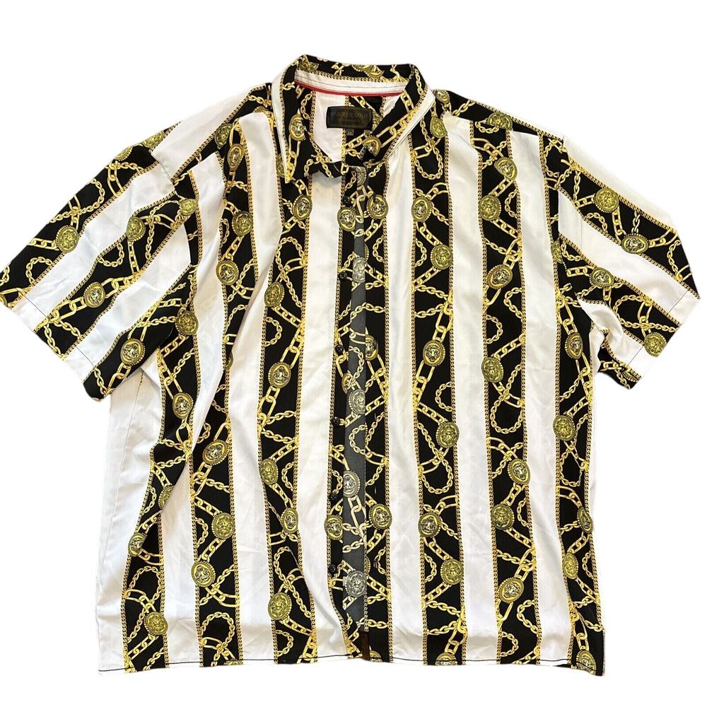 BAROQUE GOLD by Drill Clothing Co - Mens S/S 3X Chain/Medallion Print Shirt